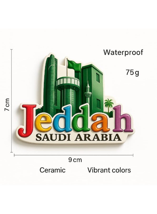 Jeddah Skyline 3D Ceramic Fridge Magnet, Saudi Arabia Souvenir Featuring Iconic Landmarks & Cultural Heritage,Refrigerator Decoration for Home,Office,Travel Gifts & Collectors,Elegant Arabian Keepsake - Image 4